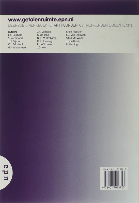 Getal en Ruimte / 1 Havo B / deel Antwoorden achterkant