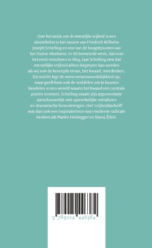 Grote klassieken - Over het wezen van de menselijke vrijheid achterkant