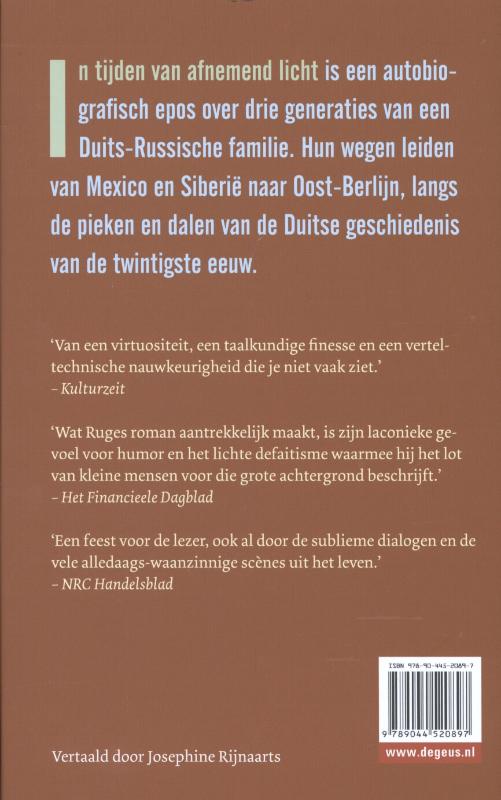 In tijden van afnemend licht achterkant