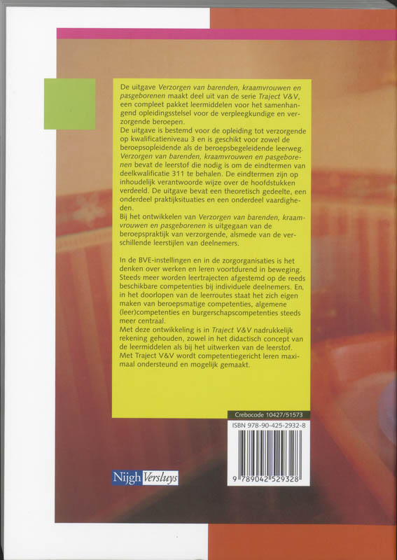 Verzorgen van barenden, kraamvrouwen en pasgeborenen / Traject V&V / 311 achterkant