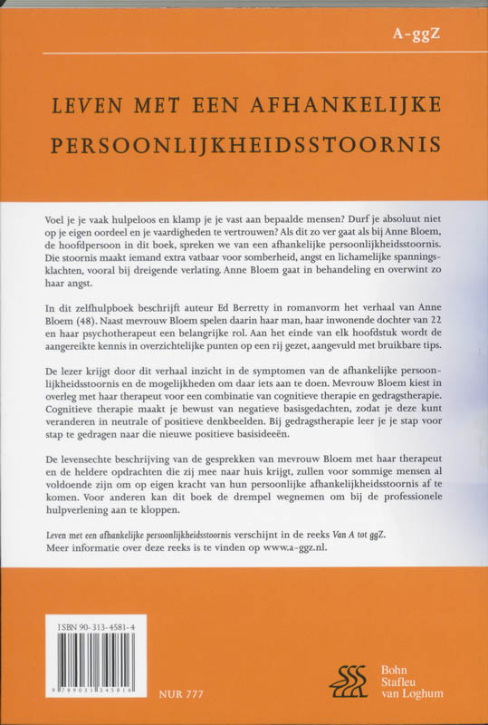 Leven met een afhankelijke persoonlijkheidsstoornis / Van A tot ggZ achterkant
