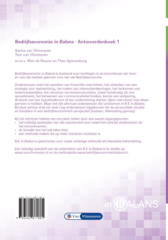 Bedrijfseconomie in Balans VWO Antwoordenboek 1 achterkant