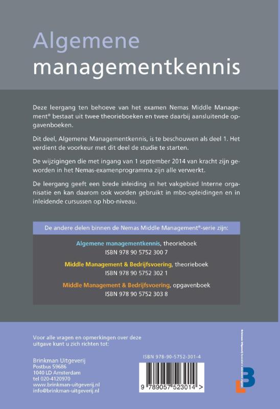 Algemene managementkennis / Opgavenboek / Nemas Middle Management achterkant