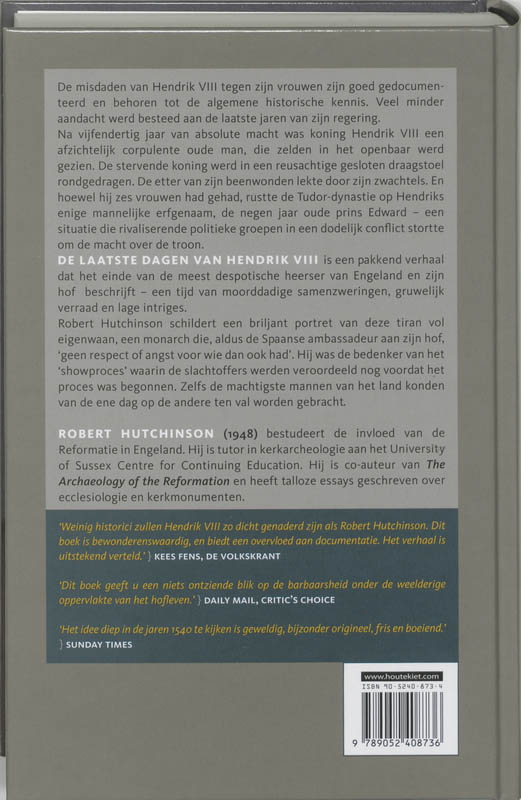 De Laatste Dagen Van Hendrik De Achtste achterkant