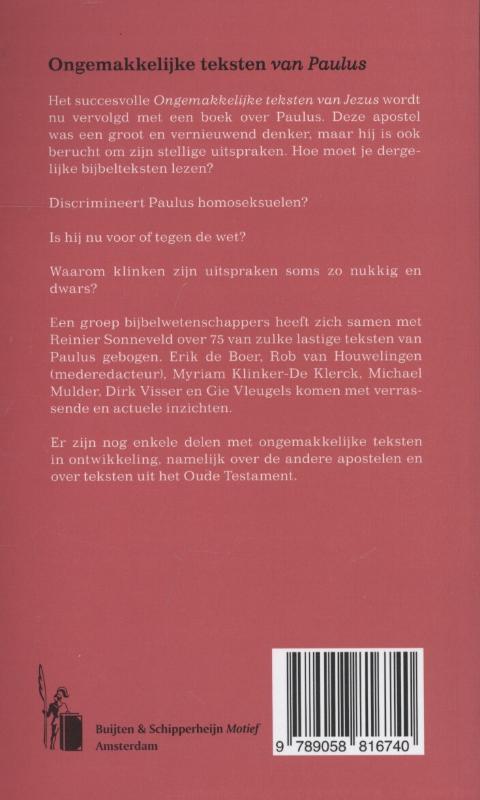 Ongemakkelijke teksten van Paulus achterkant