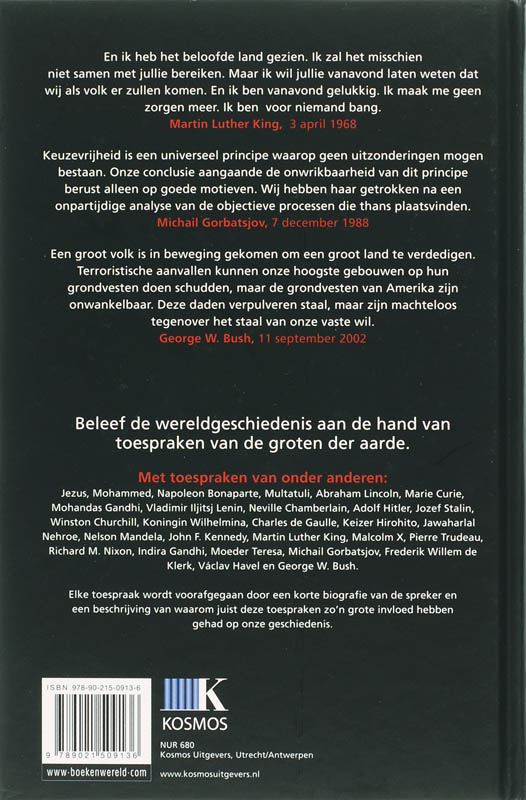 Toespraken die de wereld veranderden achterkant