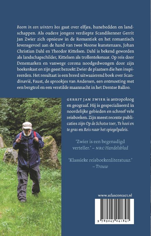 Boom in een winters bos achterkant