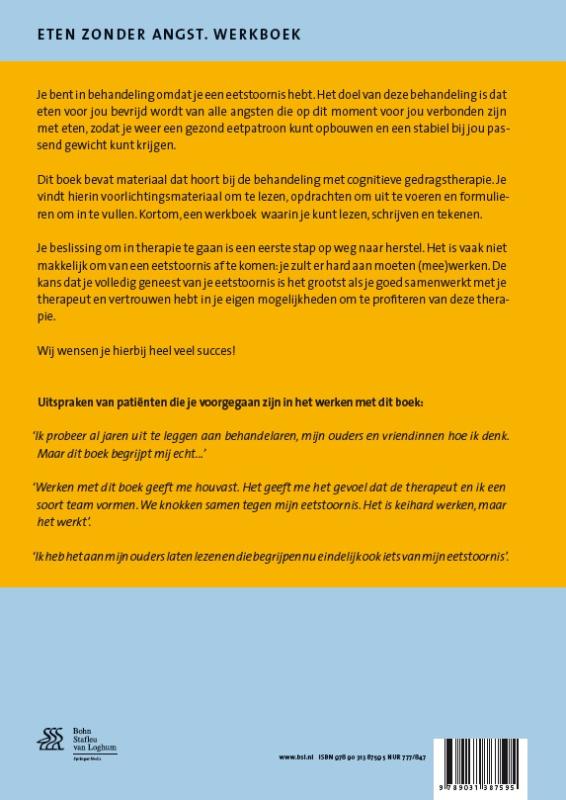 Eten zonder angst / Werkboek / Kind en adolescent praktijkreeks achterkant