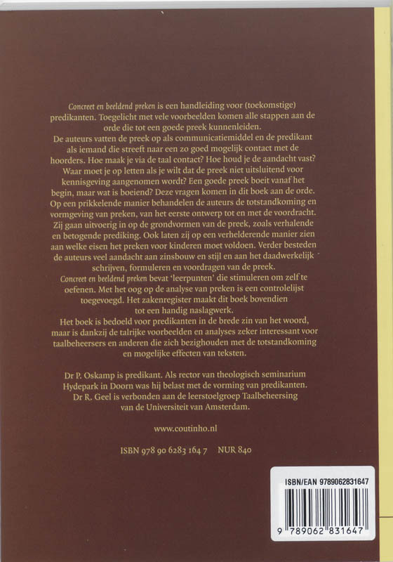 Schrijfgidsen voor communicatieve beroepen 7 -   Concreet en beeldend preken achterkant