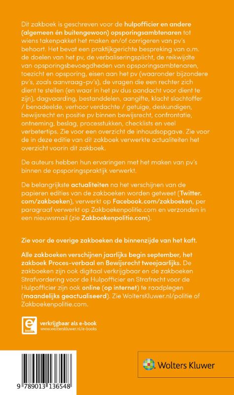 Zakboek proces-verbaal en bewijsrecht 2017-2018 achterkant