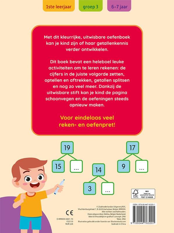 Oefenpret met uitwisbare stift - Ik leer rekenen achterkant