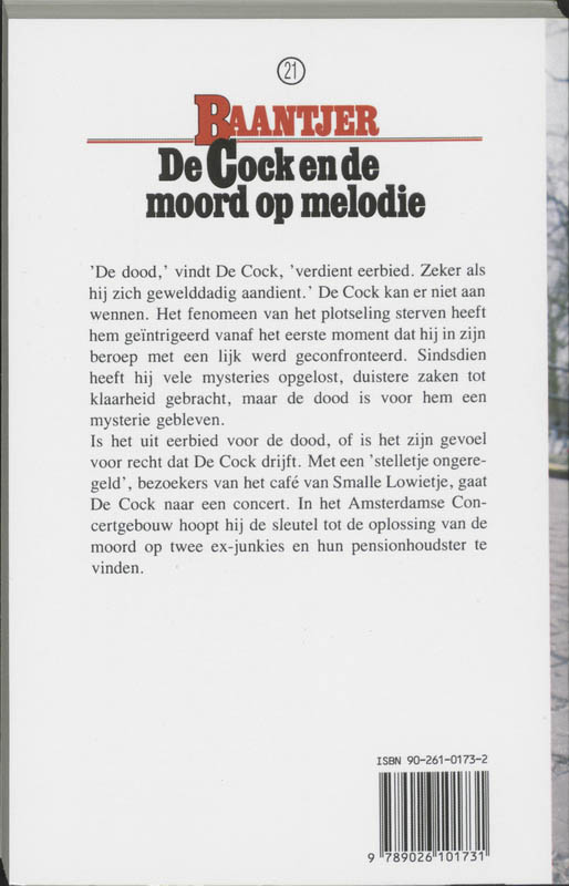 De Cock en de moord op melodie / Baantjer / 21 achterkant