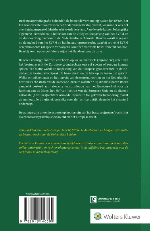 Europese grondrechten en het Nederlandse bestuursrecht achterkant