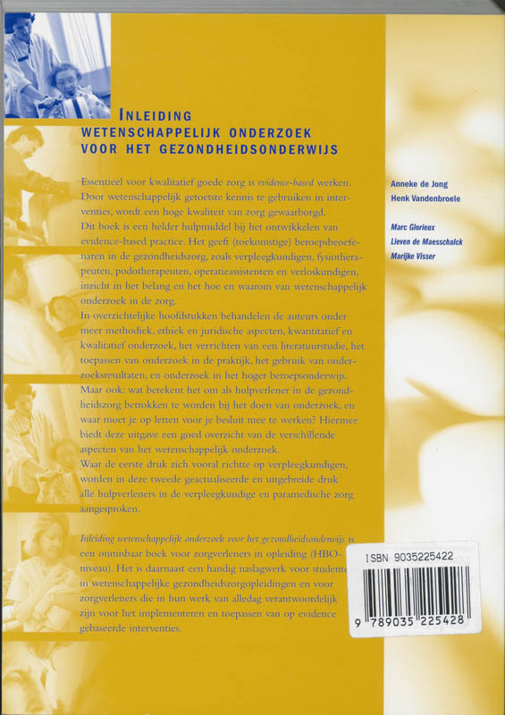 Inleiding wetenschappelijk onderzoek voor het gezondheidsonderwijs achterkant