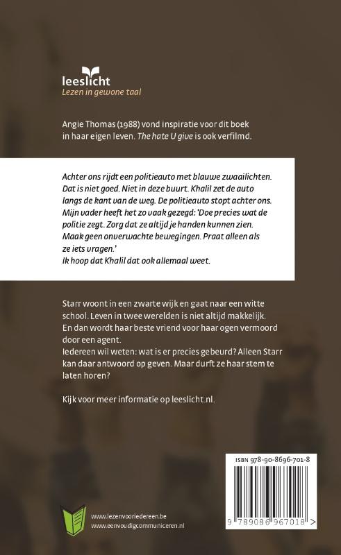 Leeslicht - The Hate U Give achterkant