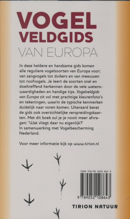Vogelveldgids van Europa achterkant