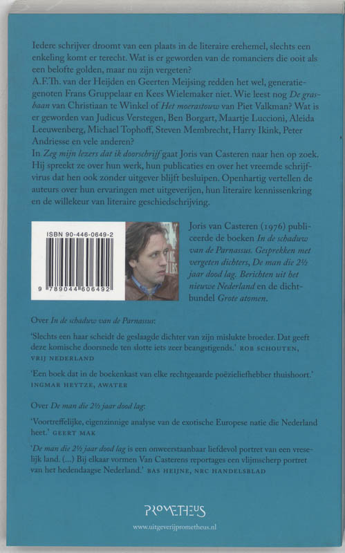 Zeg mijn lezer dat ik doorschrijf achterkant