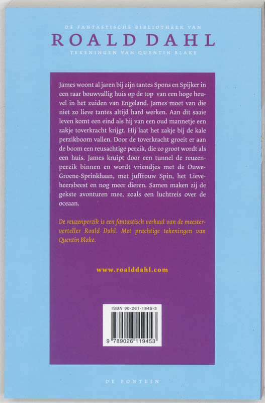 De reuzenperzik / De fantastische bibliotheek van Roald Dahl / 1 achterkant