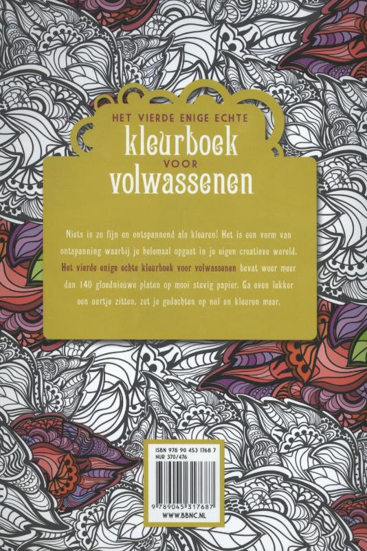 Het vierde enige echte kleurboek voor volwassenen achterkant