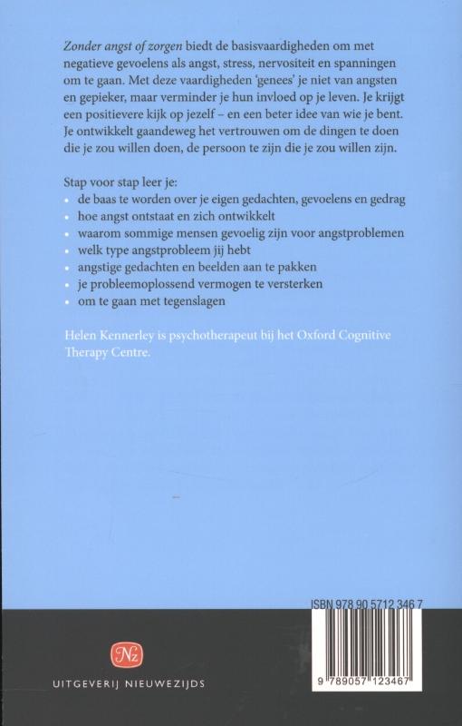 Zonder angst of zorgen achterkant