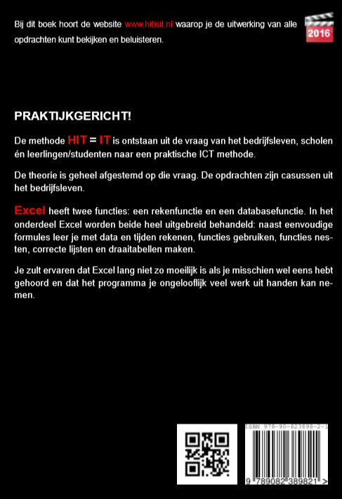 HIT is Excel 2016 Formules, Functies en Lijsten. achterkant