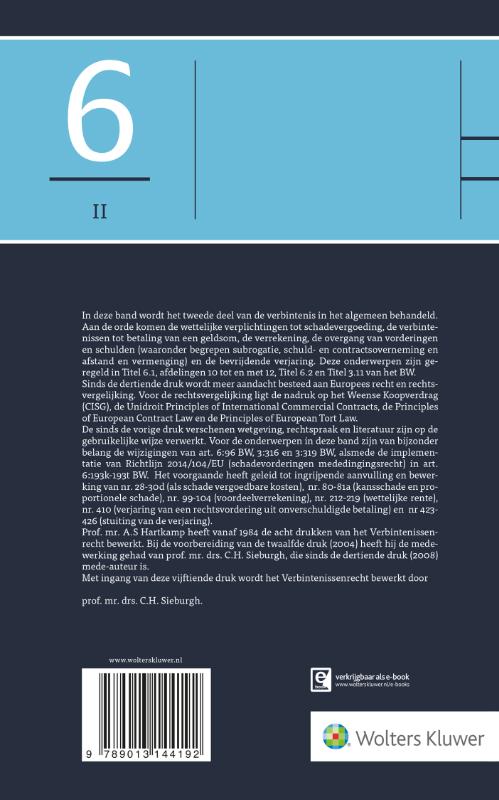 De verbintenis in het algemeen, tweede gedeelte / Asser-serie / 6-II achterkant