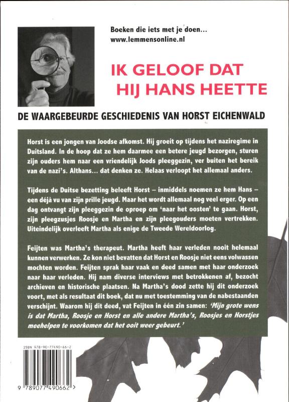 Ik geloof dat hij Hans heette achterkant