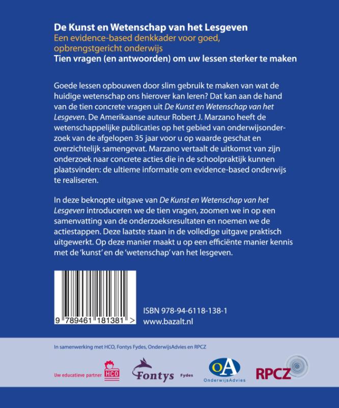 De kunst en wetenschap van het lesgeven / Beknopte uitgave achterkant