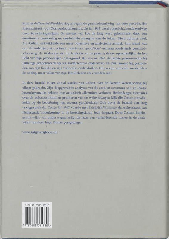 A E Cohen Als Geschiedschrijver Van Zijn Tijd achterkant