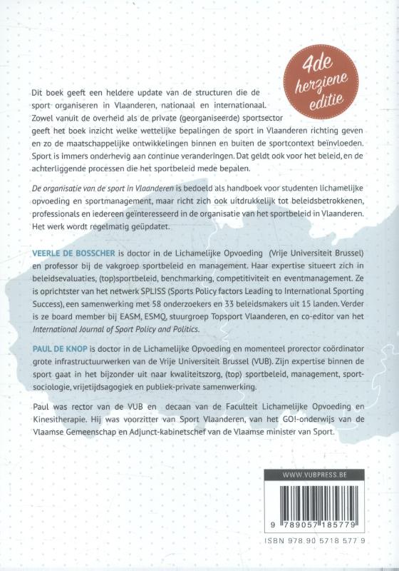 De organisatie van de sport in Vlaanderen achterkant