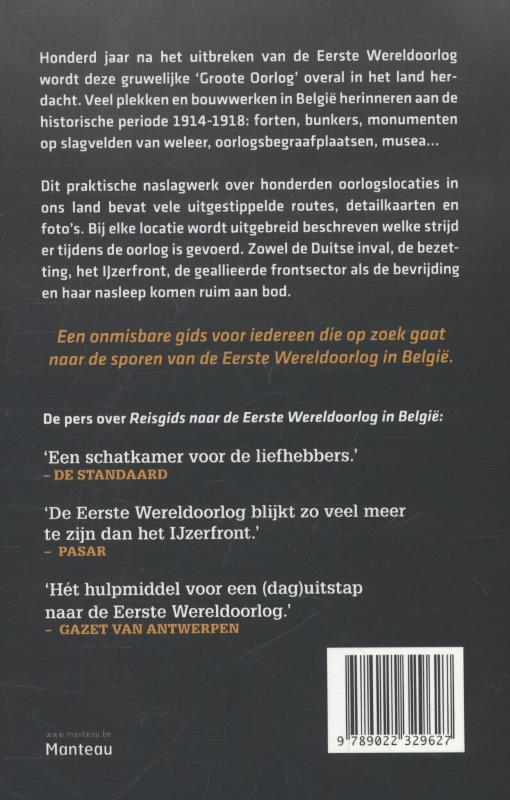 Reisgids naar de eerste wereldoorlog in Belgie achterkant