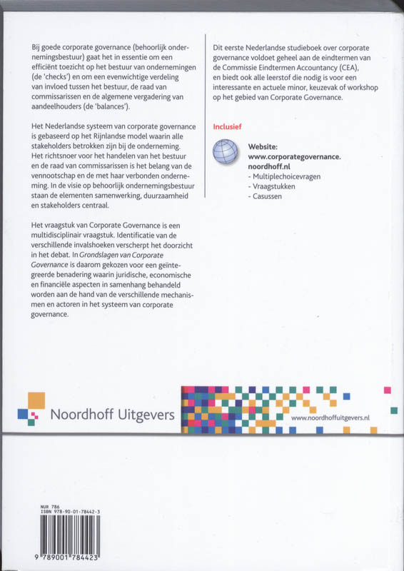 Grondslagen Van Corporate Governance achterkant