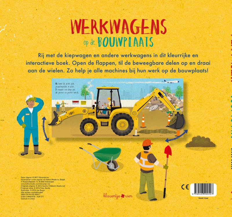 Werkwagens op de bouwplaats / Peuterboek met bewegende elementen / 0 achterkant