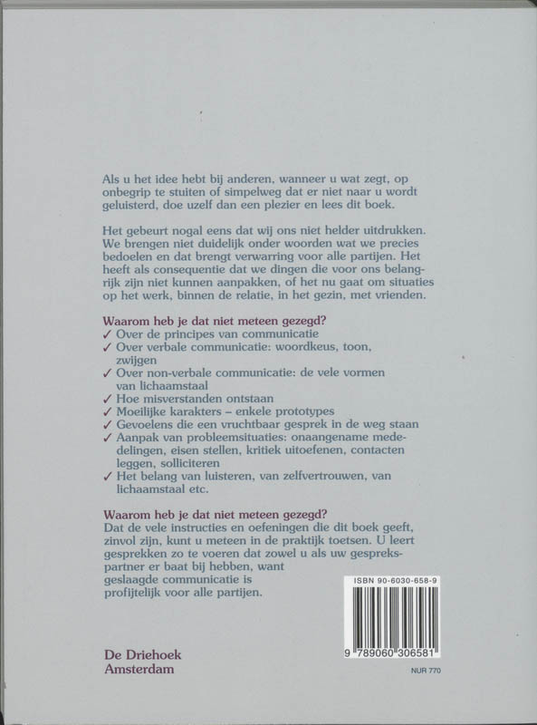 Waarom Heb Je Dat Niet Meteen Gezegd? achterkant