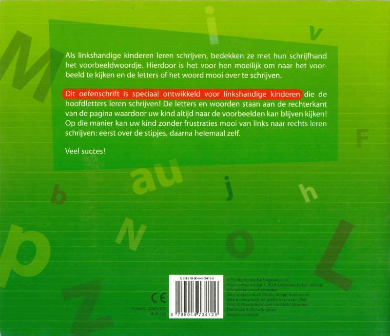 Mijn oefenschrift schrijven 7-8 jaar Hoofdletters en zinnen achterkant