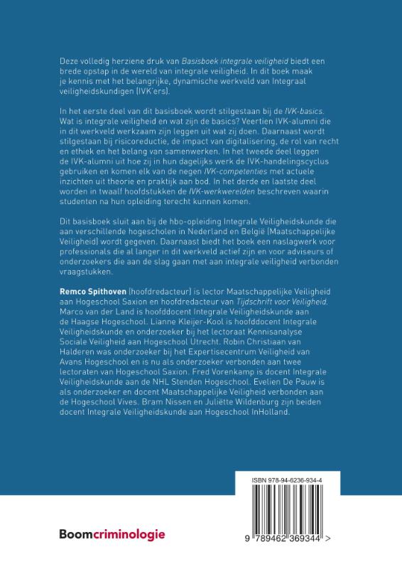 Basisboek integrale veiligheid / Studieboeken Criminologie & Veiligheid achterkant