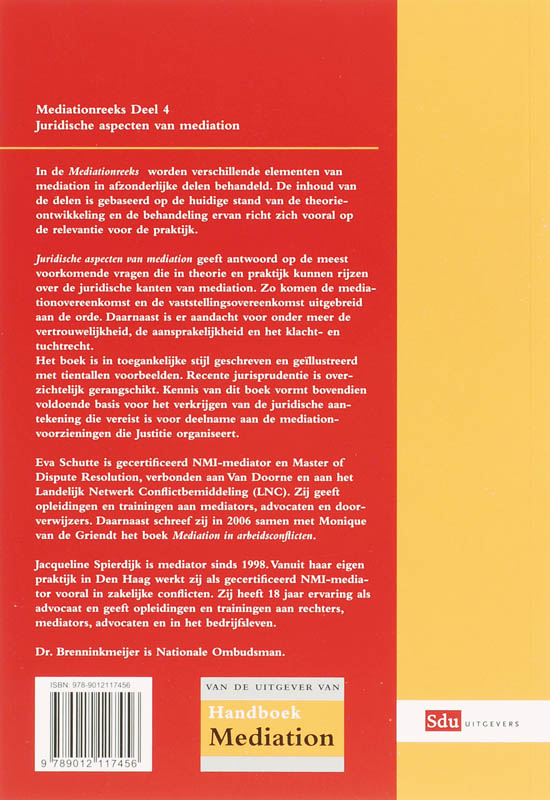 Juridische aspecten van mediation / Mediation reeks / 4 achterkant