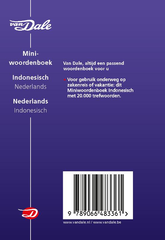 Van Dale Miniwoordenboek Indonesisch achterkant