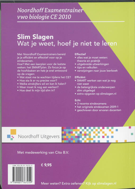 Noordhoff Examentrainer biologie CE 2010 / Vwo achterkant