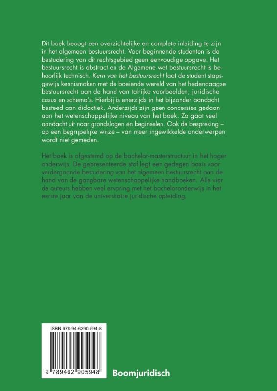 Kern van het bestuursrecht / Boom Juridische studieboeken achterkant