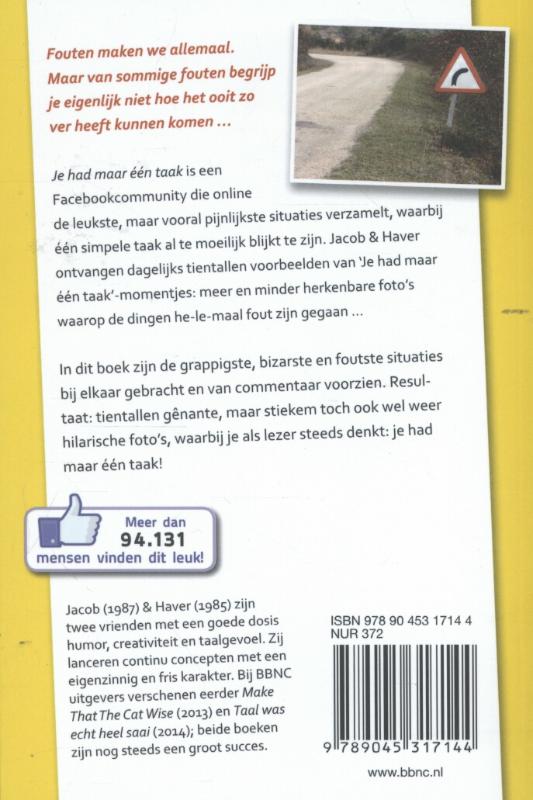 Je had maar een taak! achterkant