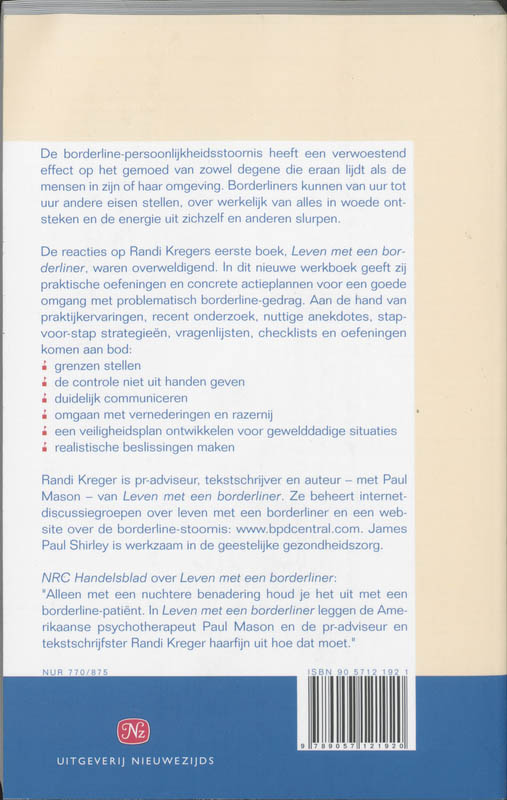 Het Borderliner Werkboek achterkant