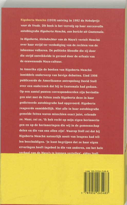 Rigoberta, kleindochter van de Maya's achterkant