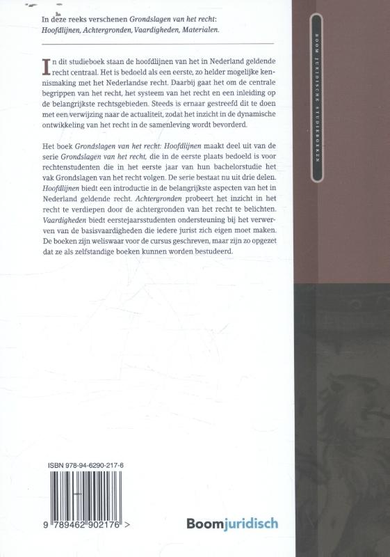 Grondslagen van het recht / Hoofdlijnen / Boom Juridische studieboeken achterkant