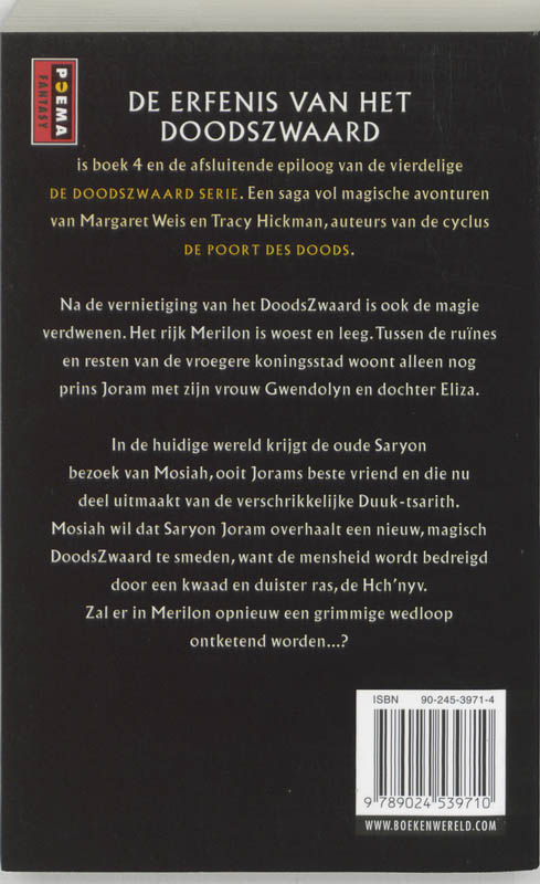 Doodszwaard / 4 De Erfenis van het Doodszwaard / Poema sf/fantasy achterkant