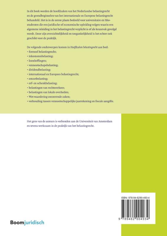 Boom fiscale studieboeken  -   Hoofdzaken belastingrecht achterkant