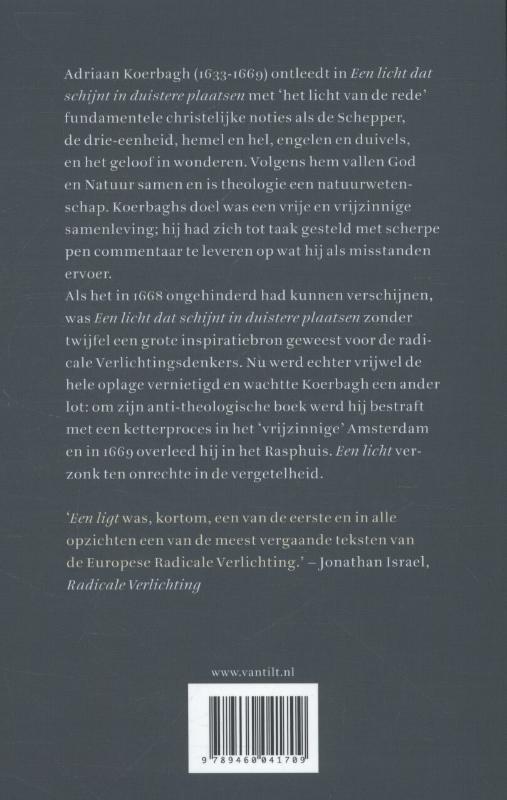 Een licht dat schijnt in duistere plaatsen achterkant