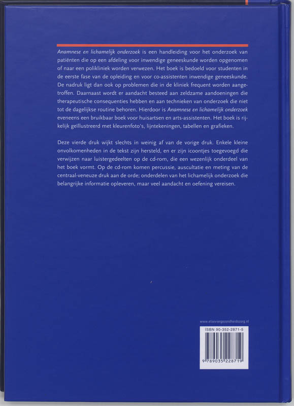 Anamnese En Lichamelijk Onderzoek + Cd-Rom achterkant