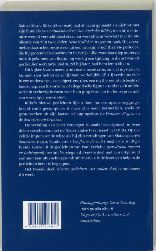 Nieuwe Gedichten / 1 Duits Nederlands achterkant