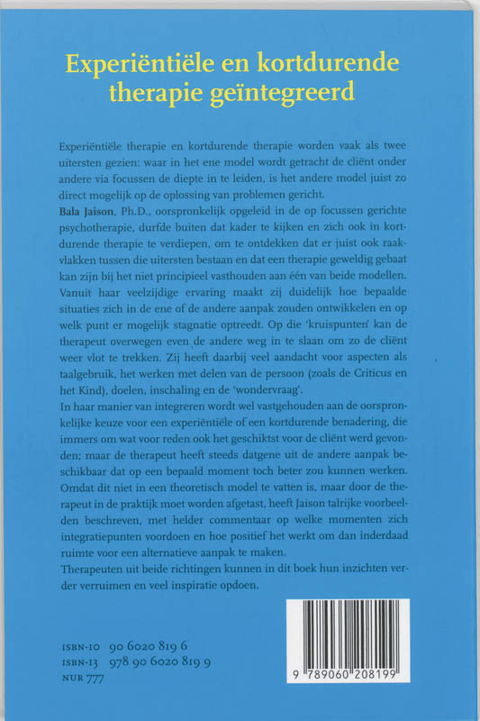 Experientiele en kortdurende therapie geintegreerd achterkant
